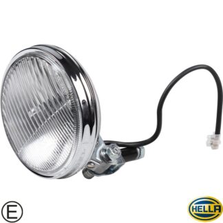 Fog lamp with clear glass and bulb, chrome, front, with E-mark, Hella 118