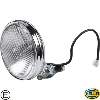 Fog lamp with clear glass and bulb, chrome, front, with E-mark, Hella 118