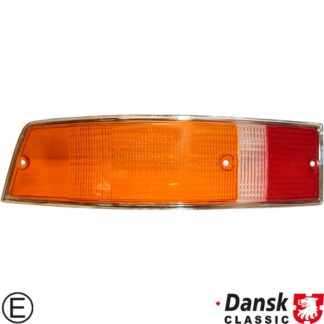 Lens for tail light, orange/clear/red, left, with E-mark