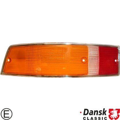 Lens for tail light, orange/clear/red, left, with E-mark