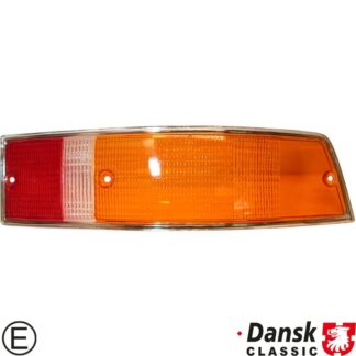 Lens for tail light, orange/clear/red, right, with E-mark