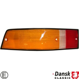 Lens for tail light, orange/clear/red, left, with E-mark