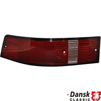 Lens for tail light with black rim, red/clear/red, US-version, left, with E-mark