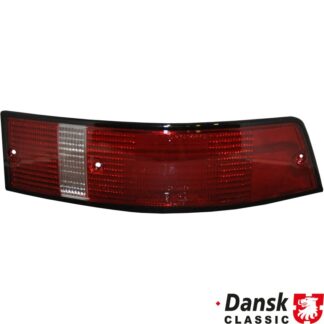 Lens for tail light with black rim, red/clear/red, US-version, right, with E-mark