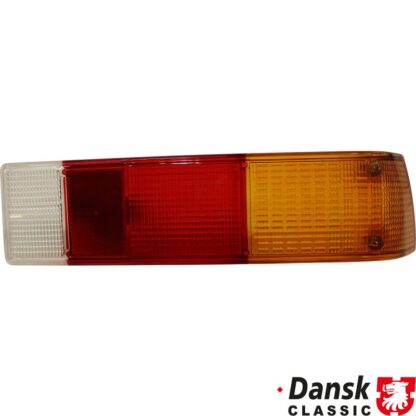 Lens for tail light, clear/red/orange, right, with E-mark