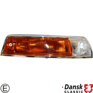 Indicator, front, complete with housing and rubber seal, EU version, clear/orange, with E-mark, right