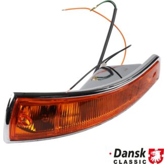 Indicator, front, complete with housing and rubber seal, US version, orange, with SAE approval, left