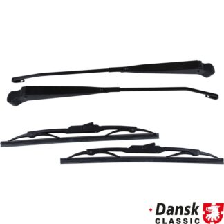 Wiper set with wiper arms and blades, stainless steel, black painted, left/right