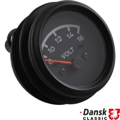 Voltmeter gauge, 8-16 Volt, black face, VDO style