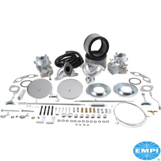 Dual carburettor kit, dual port. Brosol/Solex 40 mm carburettors, with cast manifolds and chrome top air cleaners with washable gauze filters