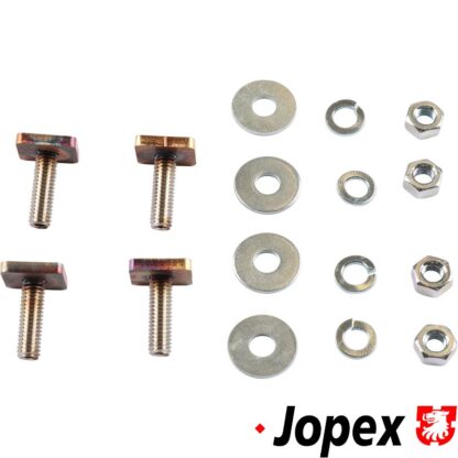 Mounting kit for danish black and yellow license plates with 6 mm bolt and clamping and locking washers