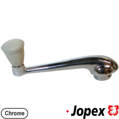Window winder handle, chrome with ivory knob, left/right