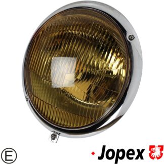 Headlight, yellow glass, assymetric, with E-mark