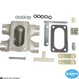 Progressive intake manifold set with tubes and bracket. For EMPI EPC 32/36F, Weber 32/36 DFEV