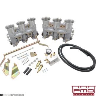 Complete carburettor set, 40 mm, choke 34, mains 135, air corrector 185. Includes carburettors, linkage and regulator. Performance set-up
